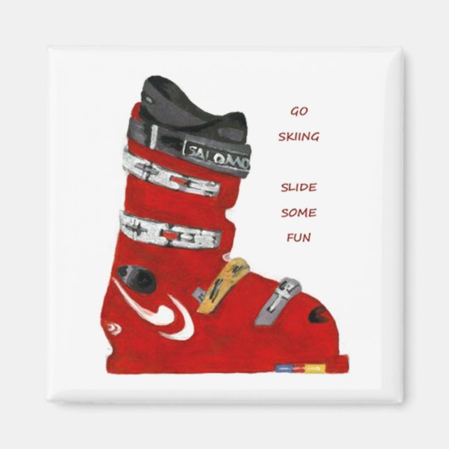 ski boot go skiing slide some fun magnet (Front)