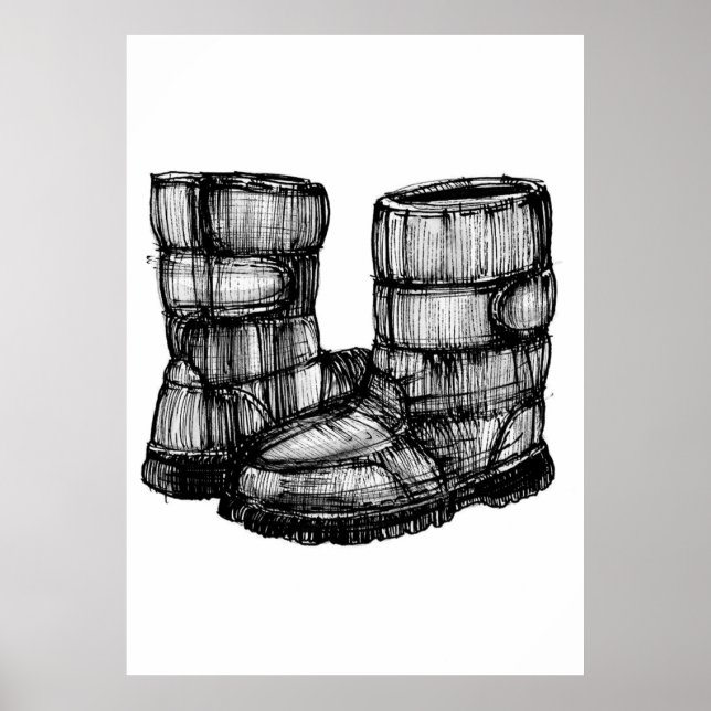 Ski Boots Ink Sketch Poster (Front)