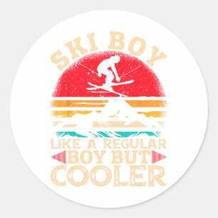 Ski Boy Like A Regular Boy But Cooler Funny Skiing Classic Round Sticker