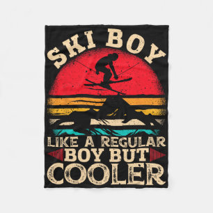 Ski Boy Like A Regular Boy But Cooler Funny Skiing Fleece Blanket