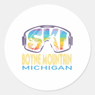 Ski Boyne Mountain Michigan Skiing Vacation Classic Round Sticker
