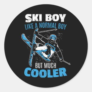Ski Boys Skiing Mountain Sport Winter Classic Round Sticker