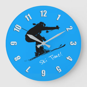 Ski Bum - Downhill Skier Large Clock
