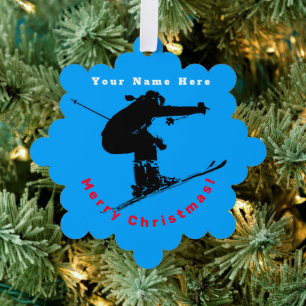 Ski Bum - Downhill Skier Tree Decoration Card