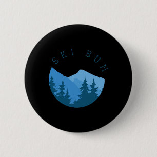 Ski Bum Snow Skiing Shirt, Winter Sports  6 Cm Round Badge