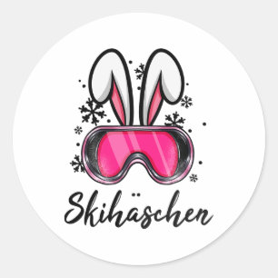 Ski Bunny Apres Ski Rabbit Skiing Costume Ski Hase Classic Round Sticker