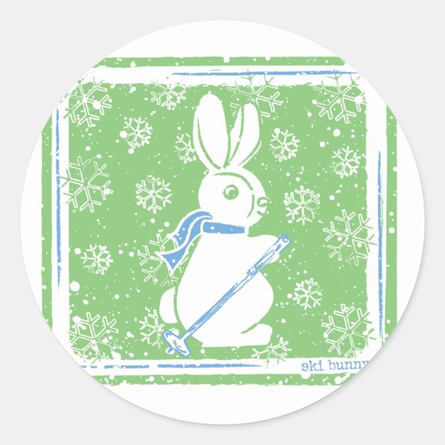 Ski Bunny Classic Round Sticker (Front)