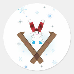 Ski Bunny Classic Round Sticker