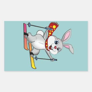 Ski Bunny - Funny and Cute Cartoon Rectangular Sticker
