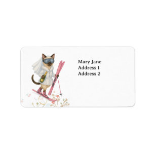 Ski Cat Bachelorette with Champagne in Hand Label