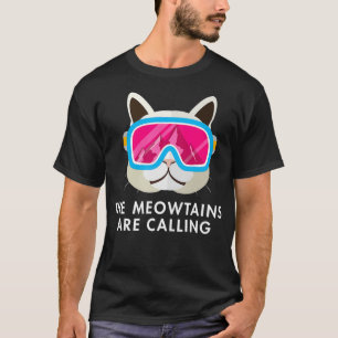 Ski Cat Cats Skiing Snowboard Skier Mountains T-Shirt