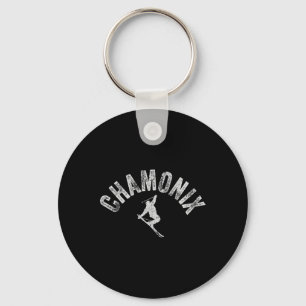 Ski Chamonix Mont Blanc Skier France Vintage Skiin Key Ring