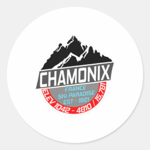 Ski Chamonix T Shirt Mont Blanc France Skiing Para Classic Round Sticker