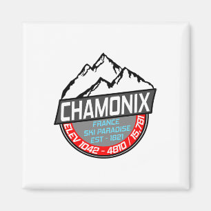 Ski Chamonix T Shirt Mont Blanc France Skiing Para Magnet