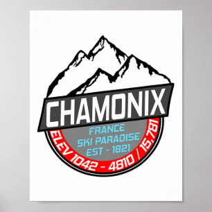 Ski Chamonix T Shirt Mont Blanc France Skiing Para Poster