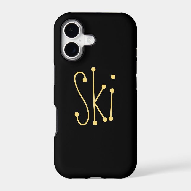 SKI Chic Fun Cool Whimsical Text Black Background (Back)