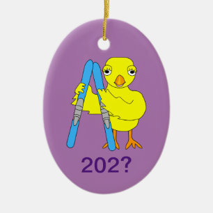 Ski Chick Ceramic Ornament