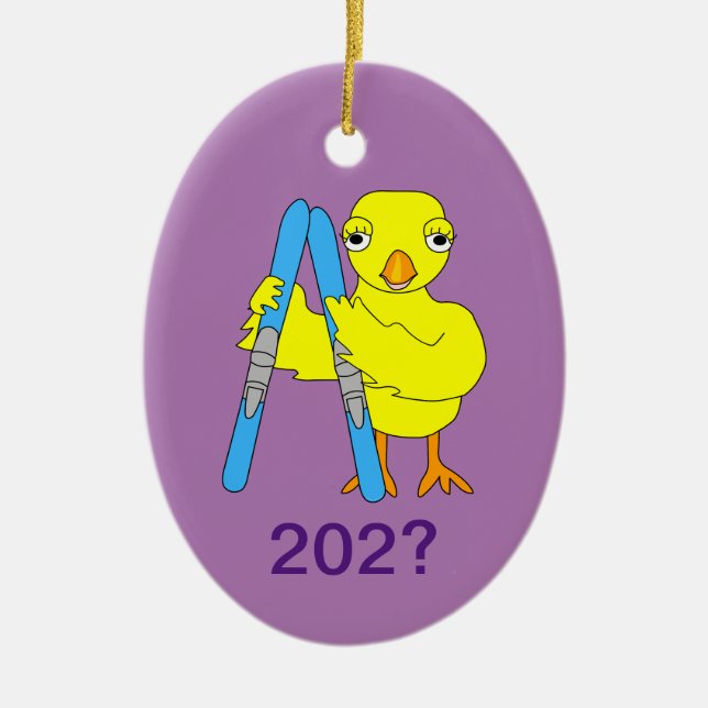 Ski Chick Ceramic Ornament (Front)