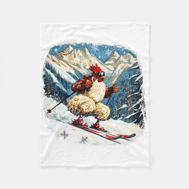 Ski Chickens 1  Fleece Blanket (Front)