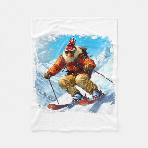 Ski Chickens Fleece Blanket