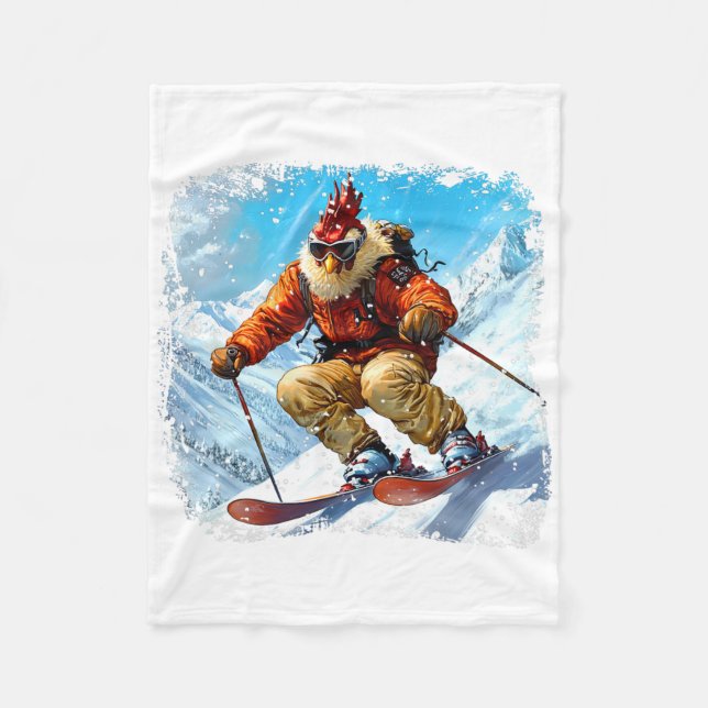 Ski Chickens  Fleece Blanket (Front)