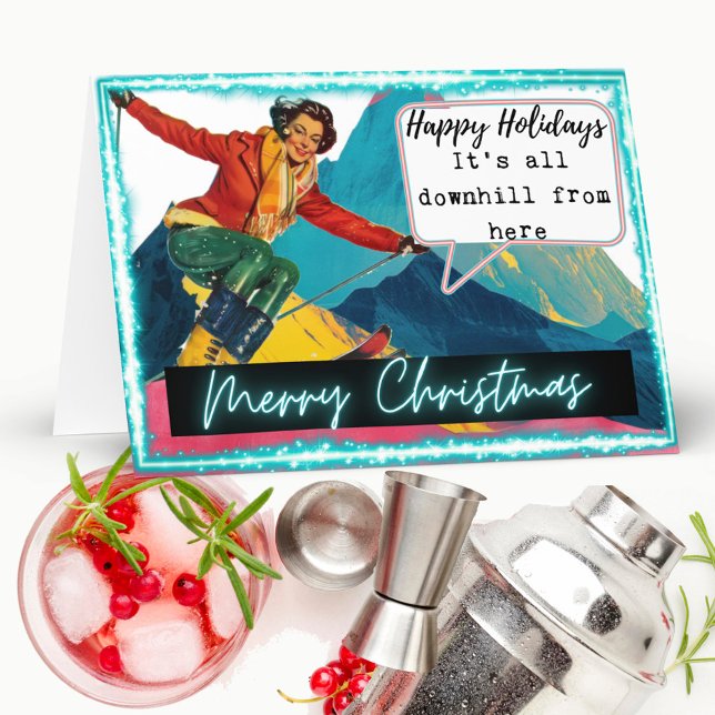 Ski Christmas Card Funny Retro Skiing Best Friend (Creator Uploaded)