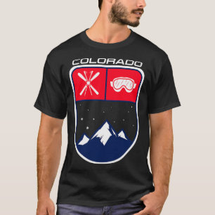 Ski Colorado Mountain Skiing Trail Skier Goggle Po T-Shirt