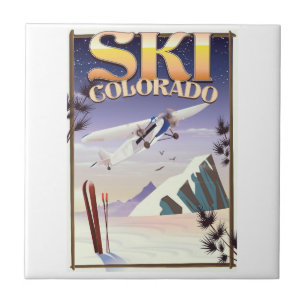 Ski colorado vintage travel poster ceramic tile
