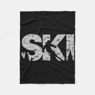 Ski Cool Skiing Style Alpine Skier Gift Women Men Fleece Blanket