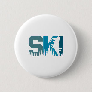 Ski Cool Skiing Style Alpine Skier Women Men Boy G 6 Cm Round Badge