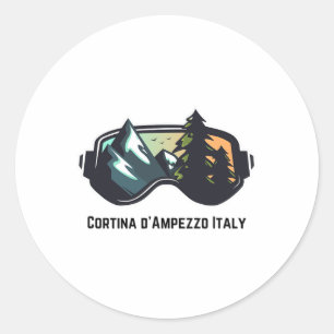 Ski Cortina D'ampezzo Italy Mountain Skiing T Men Classic Round Sticker