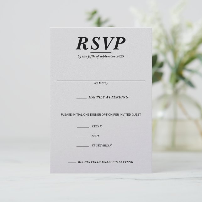 Ski Couple Food Choices RSVP Card (Standing Front)