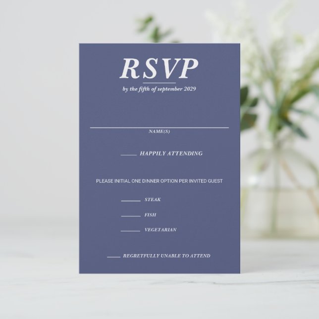 Ski Couple Food Choices RSVP Card (Standing Front)