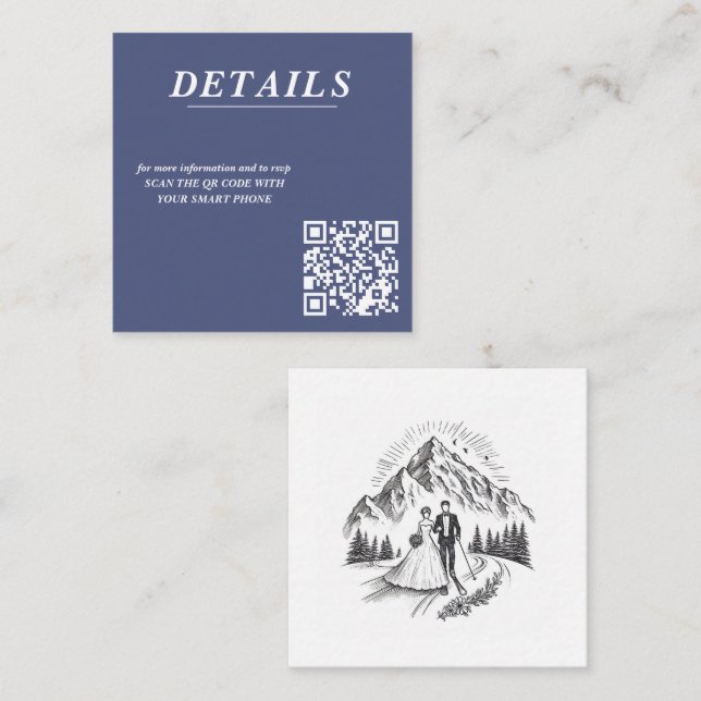 Ski Couple QR Code Enclosure Card (Front/Back)