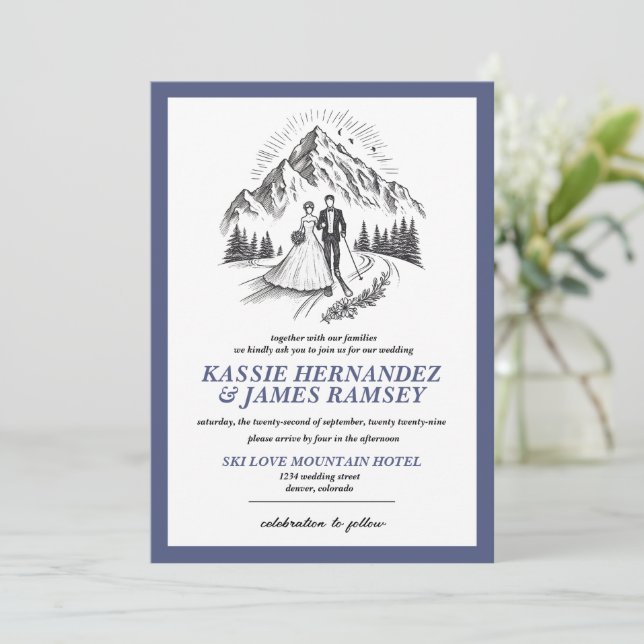 Ski Couple Wedding Invitation (Standing Front)