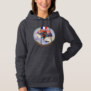 Ski Courchevel, France, Woman Skier Hoodie