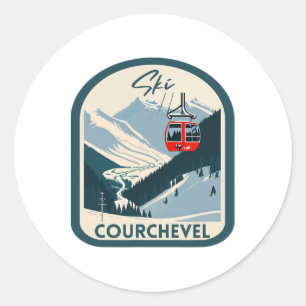 Ski Courchevel Retro Vintage Style Courchevel Skii Classic Round Sticker