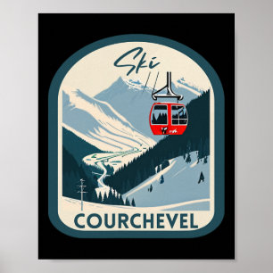Ski Courchevel Retro Vintage Style Courchevel Skii Poster