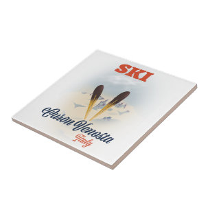 Ski Curon Venosta Italy ski poster Ceramic Tile