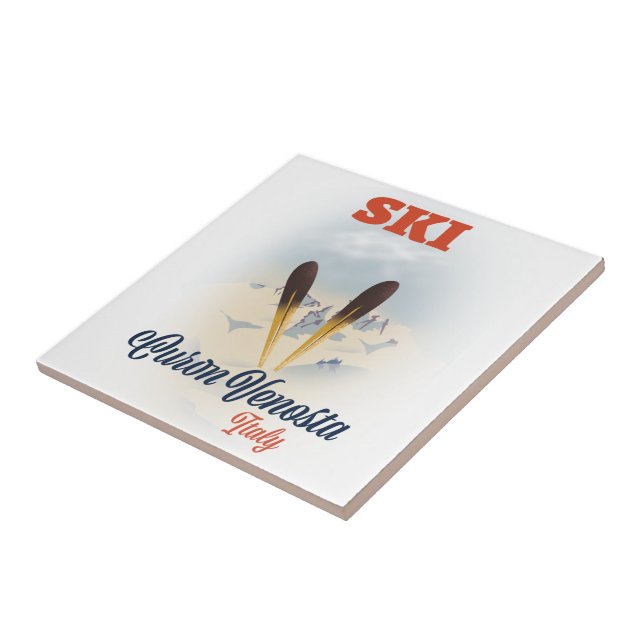 Ski Curon Venosta Italy ski poster Ceramic Tile (Side)