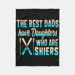Ski Dad Daughters Skiers Fathers Day Ski Dad Snowb Fleece Blanket