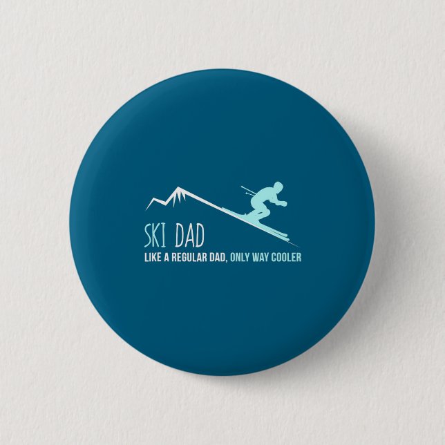 Ski Dad Funny Cute Winter Skiing Gift  6 Cm Round Badge (Front)