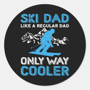 Ski Dad Funny Cute Winter Sports Skiing Gift Classic Round Sticker