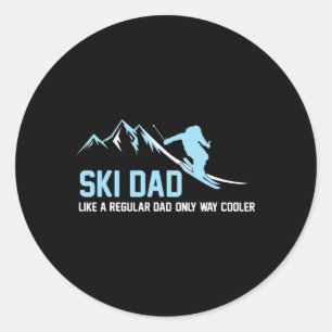Ski Dad Funny Skiier Snowy Adventure Skiing Lovers Classic Round Sticker