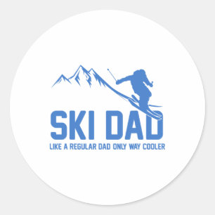 Ski Dad Funny Skiier Snowy Adventure Skiing Lovers Classic Round Sticker