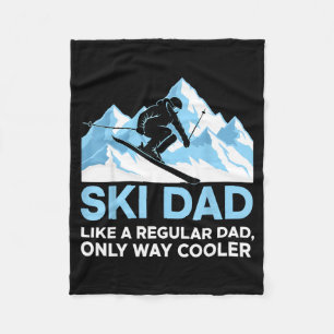Ski Dad Lover Skier Man Snowboarding Funny Skiing Fleece Blanket