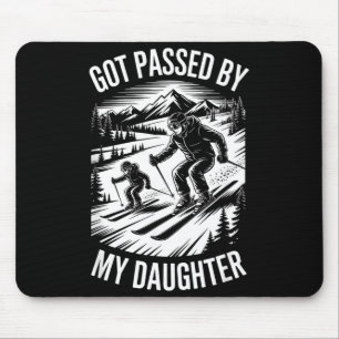 Ski Dad Ped By Daughter Funny Skiing Family Mouse Pad