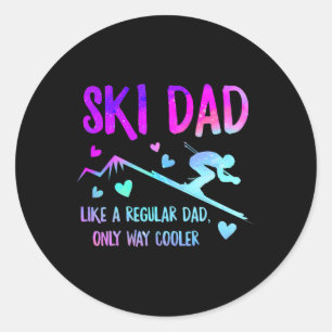 Ski Dad Skiing Daddy Papa Grandpa Cool Snowboardin Classic Round Sticker