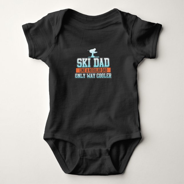 Ski Dad Skiing Skier Snowboard Winter Sports Baby Bodysuit (Front)