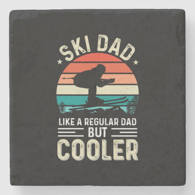 Ski Dad Stone Coaster (Front)